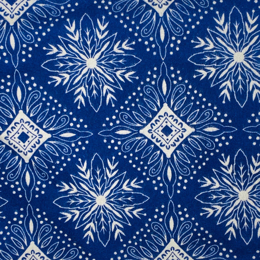 Blue background with white snowflakes 