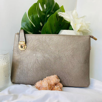 Pewter Vegan Leather Handbag