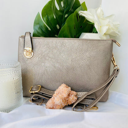 Pewter Vegan Leather Handbag