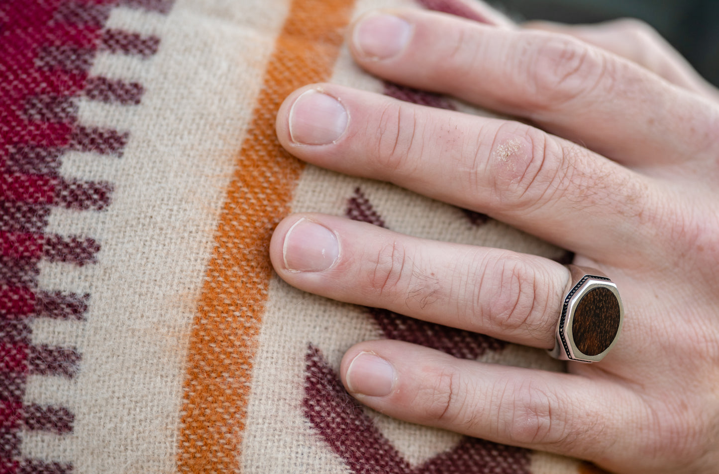 Vintage Style Wood Signet Ring