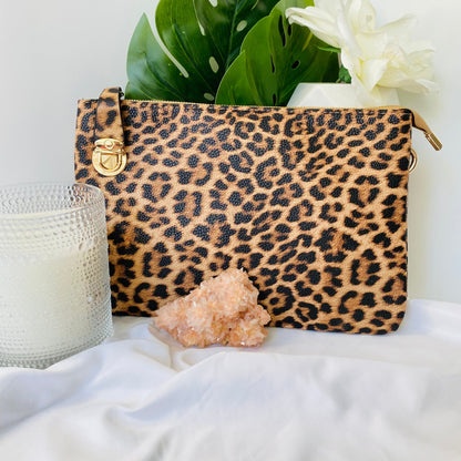 Leopard-Mustard Vegan Leather Handbag